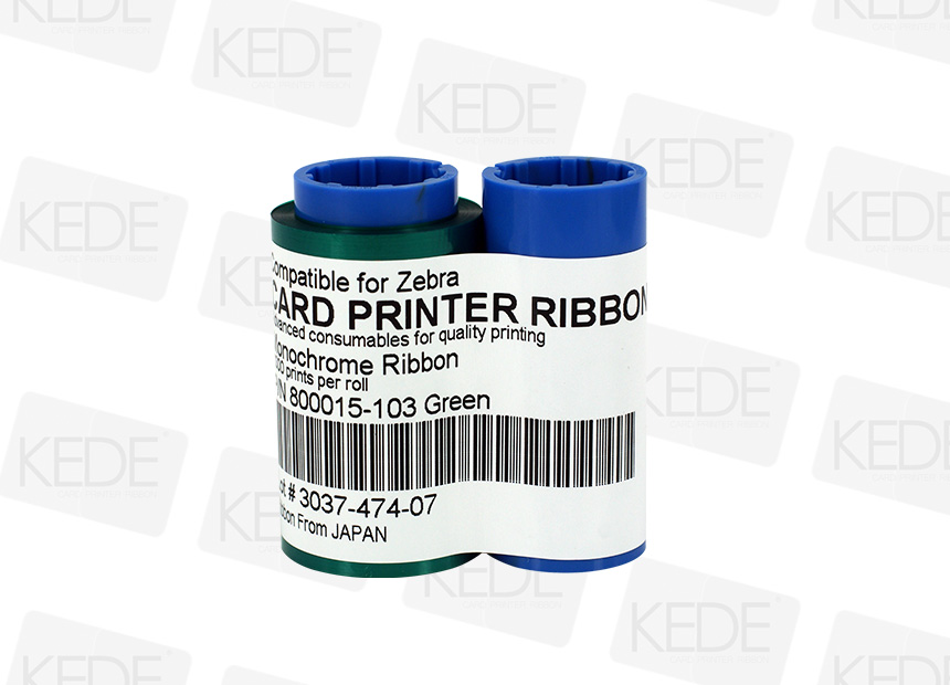 Monochrome Compatible Card Printer Ribbon for Zebra 800015-103 Green