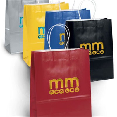 Amber Gloss Foil Hot Stamp Logo Shopping Paper Bags