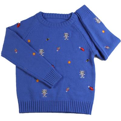 OEM made toddler's crewneck embroidery pullover raglan sleeve sweater