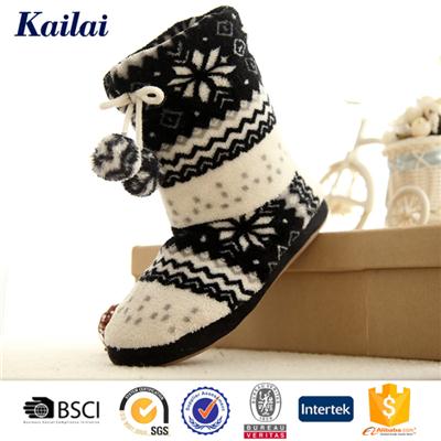 Coral Fleece Pom Pom Snow Boot