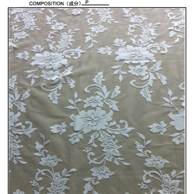 White Polyester Wedding Dress Lace Fabric (W5286)