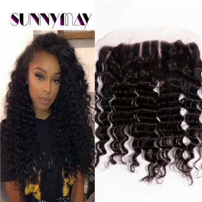 Cheap Indian Remy Hair Lace Frontal Closure Sunnymay 13*4Deep Wave Full Lace Frontals With Three 3 Part Bleached Knots Baby Hair