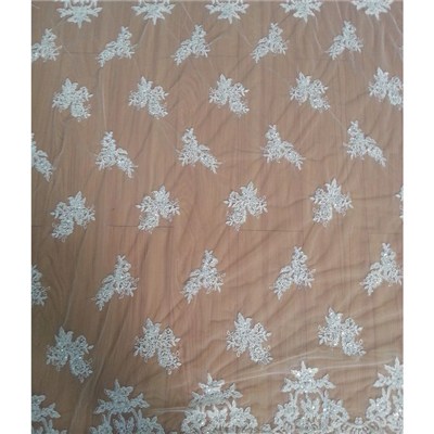 Perfect White Beaded Bridal Lace Fabric(W9001)