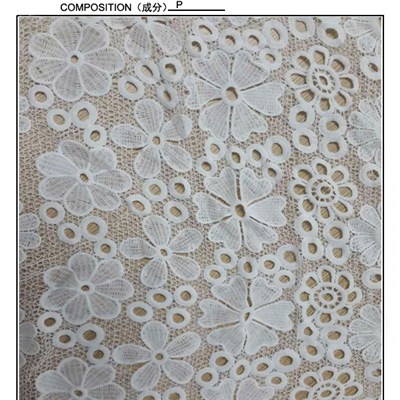 Ivory Polyester Embroidered Lace Fabric By The Yard (S8093)