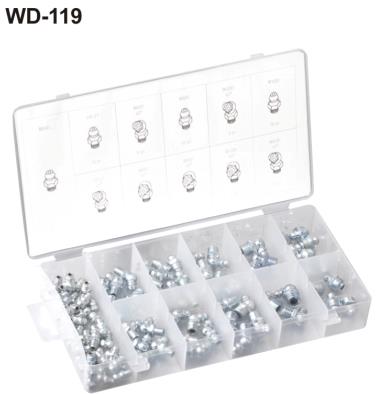 110PC GREASE NIPPLE ASSORTMENT 11 SIZES