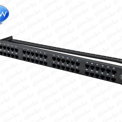 UTP 1U Cat.6A Patch Panel 48Port With Back Bar 110 Or Dual Use IDC