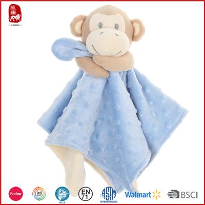 Baby Bib With Blue And Brown Monkey