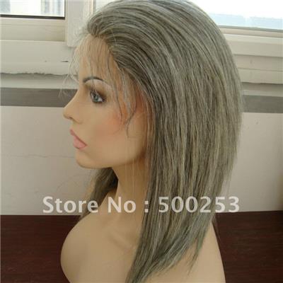 Grey Straight Hair Virgin Malaysian Custom Lace Wigs