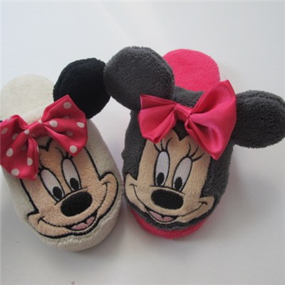 Kid's Lovely Cartoon Head Mickey-Minnie Soft Plush Shoes