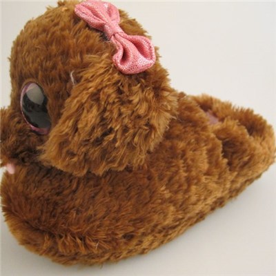 Kids Plush Slipper/plush Mini-dog Shaped Slipper