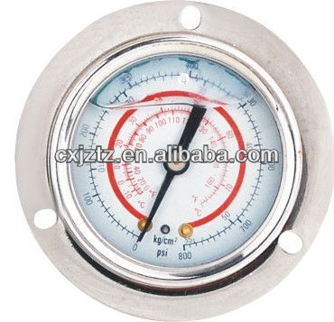 63mm Stainless Steel Case Silicone Oil Filled Freon Pressure Gauge