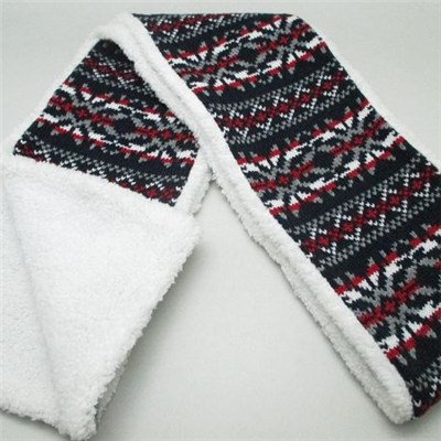 Latest design Acrylic mix color kid knitted scarf with fleece manufacturers