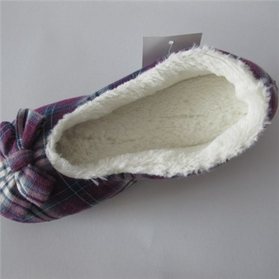 Fascinating Plaid Fabric Bow Knot Soft Fashion Dance Shoe