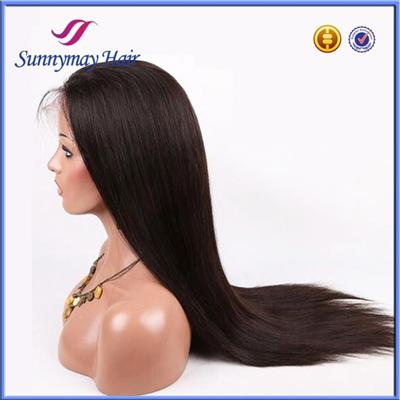 8-30 Stock Sunnymay Natural Color Silky Straight Full Lace Wigs Top Quanlity 100% Peruvian Virgin Human Hair Wig