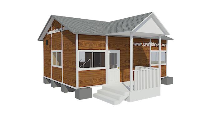 This cute single layer vacational prefabricated steel building total area is 53.00 sq.m.(570.26 sq.ft.) with 3 rooms.It is used as a villa,cottage,bungalow,cabin,store,dwelling,office,garden studio.It