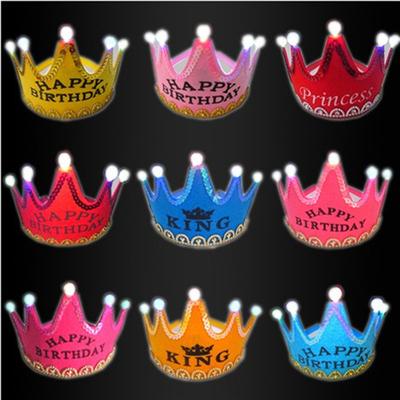 LED Party Hats King And Princess Logo LED Light Up Hats For Kids And Adults Birthday Party Caps