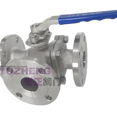 Stainless Steel 3Way Flanged Ball Valve With Handle