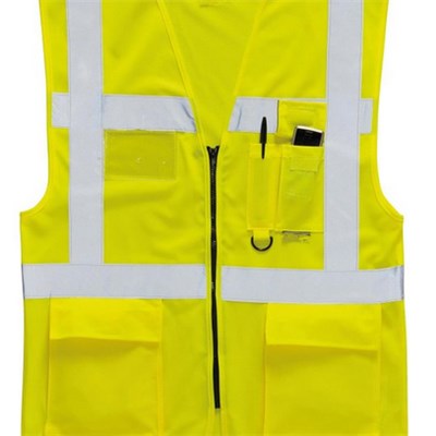 Work Wear Safety Vest With Zipper And Pouch