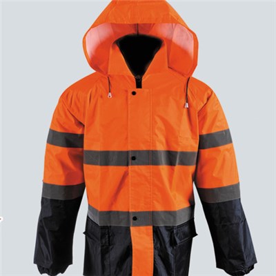 Safety Rain Jacket 150D Oxford With Coating