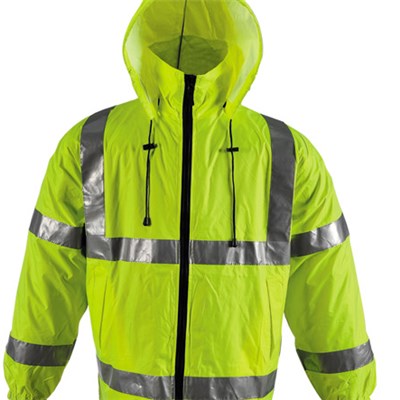 Safety Rain Jacket With PVC Coating