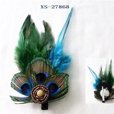Diamond Embellished Feather Brooch Pin