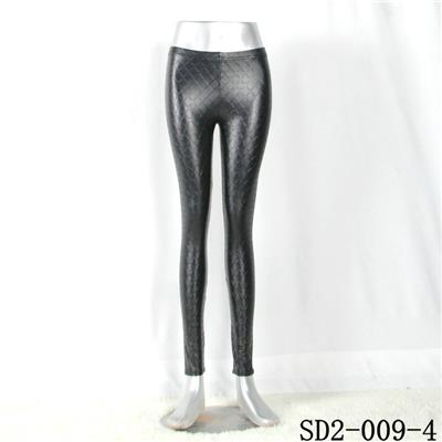 SD2-9-004 High-elastic Slim Fashion Light Yogon Grid PU Sexy Leggings