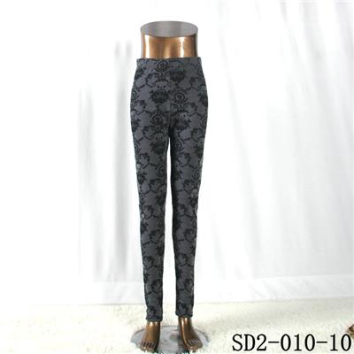 SD2-10-010 Latest Fashion Knit Jacquard High-waist Black Slim Leggings