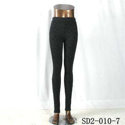SD2-10-007 Latest Fashion Knit Jacquard High-waist Black Slim Leggings
