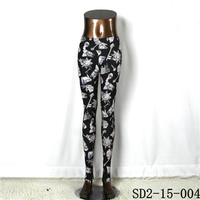 SD2-15-004 New Style Popular Knit Black And White Sun-flower Slim Leggings