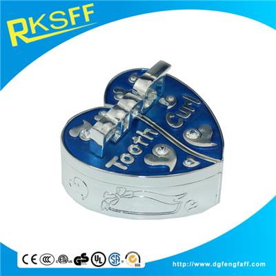 Zinc Alloy Blue Heart-shaped Tooth Boxs