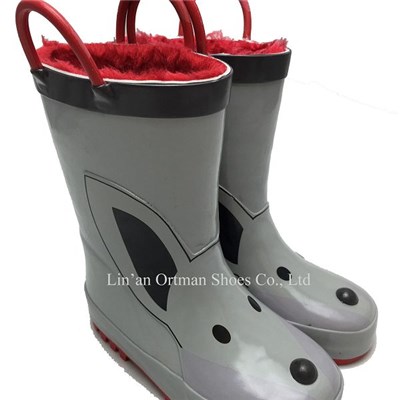 Kids Winter Warm Fleece Lining Rubber Rain Boots