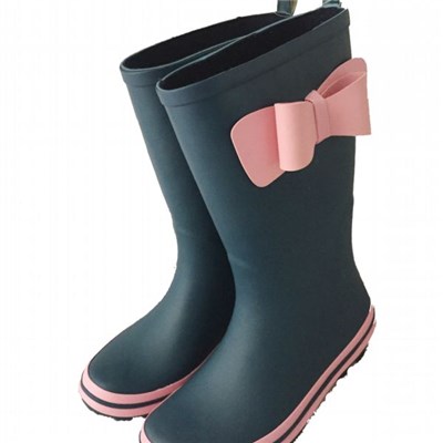 Girls Rubber Rain Boots With Bowknot