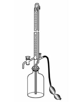 Squibb Automatic Burette With Reservoir Ground-in Glass Stopper And Pressure Bulb