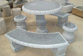 Stone Granite Table and Chairs, Bench