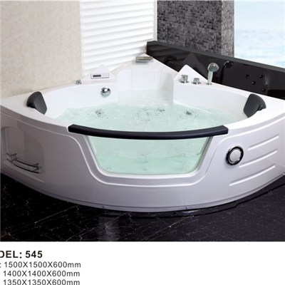 New Design Glass Skirt Massage Hydro Bathtub Corner Spa Bath
