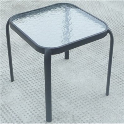 Square Steel Coffee Tea Table With Tempered Glass Top