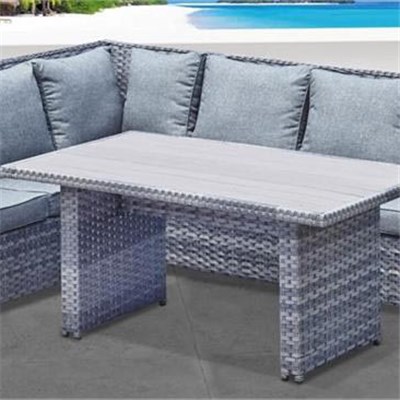 High End Poly Rattan Sofa Set With Plastic Wood Slat