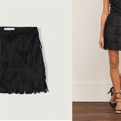 New Women Suede Fringed Leather Skirt Fashion Package Hip Skirts Female Woman High Waist A-Line Mini Lady's Clothing Black