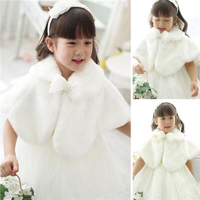 Comfortable Baby Girls Faux Fur Shawl Wrap Jacket Bolero Coat Children Sweet Poncho Cloak Warm Tops For Party