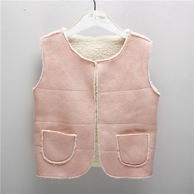 Kids Vest O-neck Faux Shearling Fur Gilet