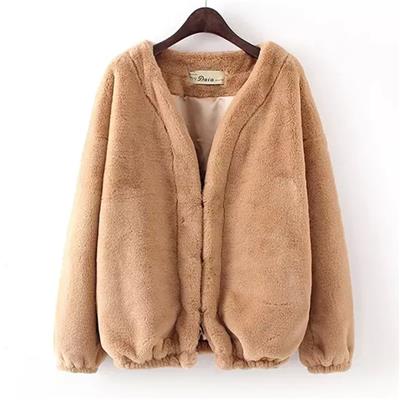 Bomber Jacket Extra Soft Rabbit Faux Fur Coat