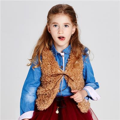 Concise Faux Lamb Fur Cute Kids Vest For Childrens