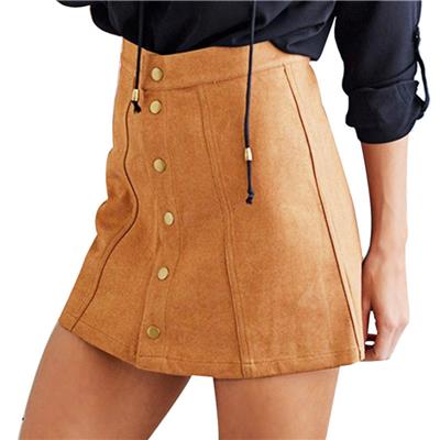 Faux Suede A-line Skirt Fashion Summer Boho Bohemian Skirts Women Casual Mini Short Skirt