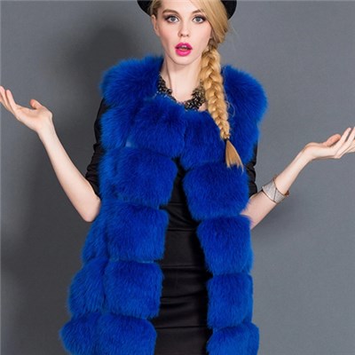 New Winter Coat Women Fox Fur High Grade Plus Size With PU Patchwork Checked Faux Fur Woman Vest Coat