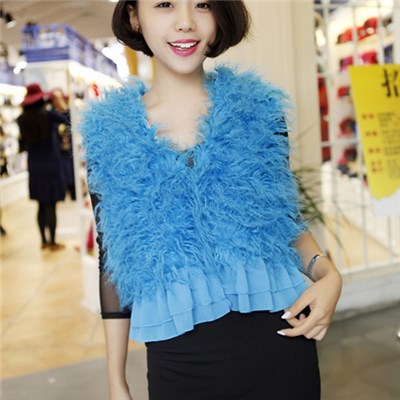 Patchwork Faux Lamb Fur Vest Short Style Korea Japan Trend Fur With Lace Gilet Coat