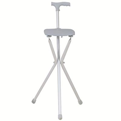 #JL940L – Folding Seat Cane With Comfortable T-Handle, Silver