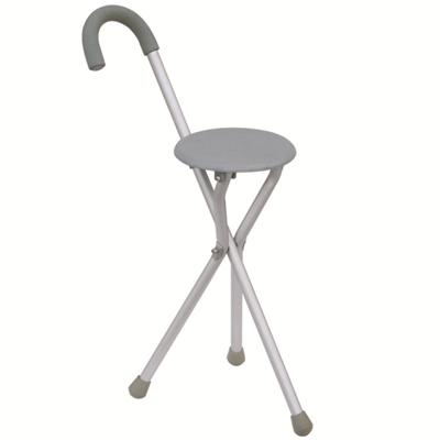 #JL943L – Folding Seat Cane With Comfortable Round Handle, Silver