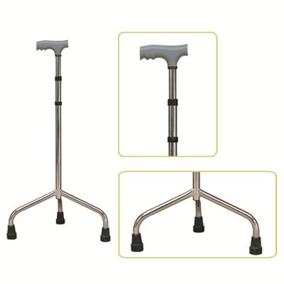 #JL944 – Height Adjustable Aluminum Tripod Cane With Large Base, Comfortable Offset Handle, Silver