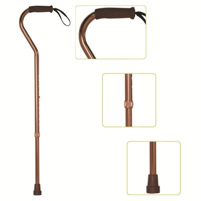 #JL938L – Height Adjustable Lightweight Offset Handle Walking Cane With Comfortable Foam Handgrip & Wrist Strap, Bronze