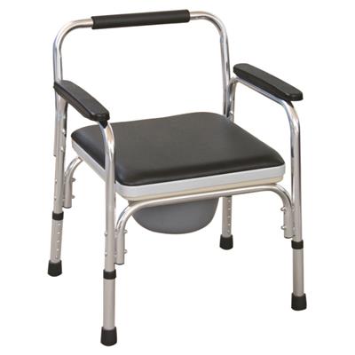 #JL895L – Lightweight Aluminum Commode Chair With Padded Seat Panel & Armrests